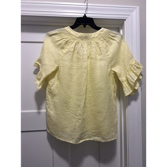 Lilly Pulitzer Tayla linen top Creme Fraiche Lemon Yellow Buttons Size Small - Picture 6 of 6
